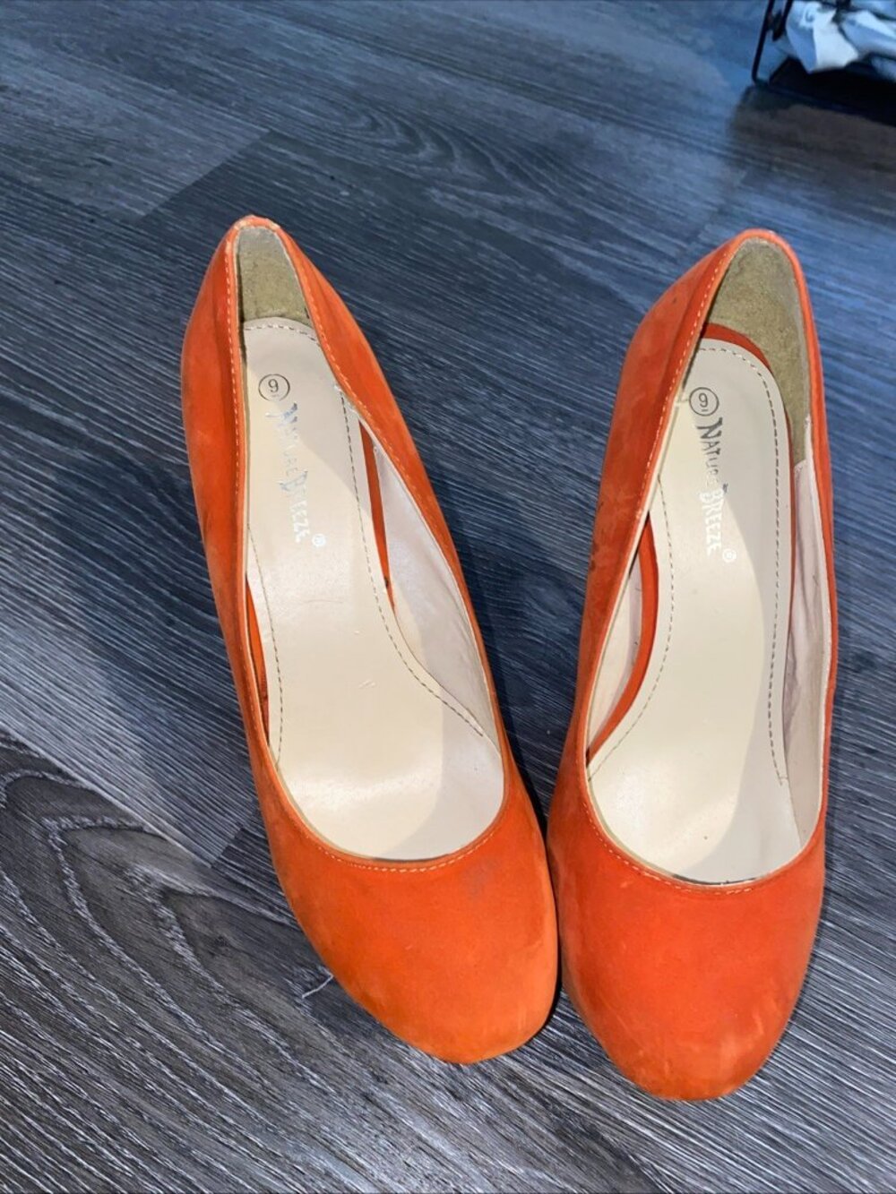 Nature Breeze Orange Suede High Platform Heels Shoes